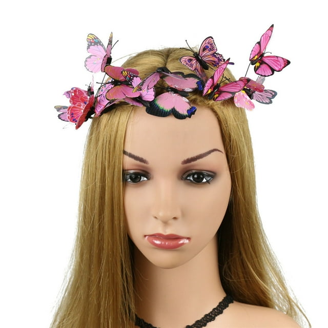 Bandeau Élégant pour Femmes Rose avec Sangle et Fleurs, Accessoire de Fête
