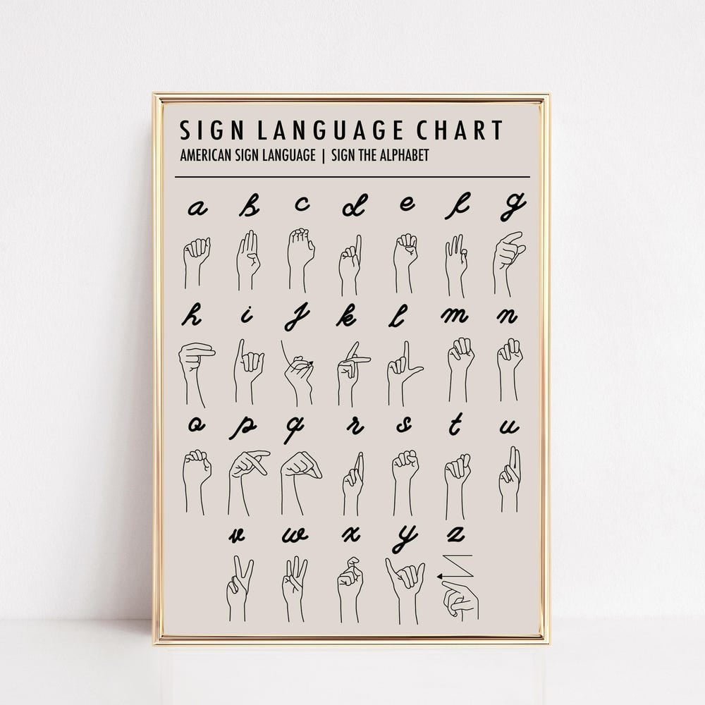 Asl Poster, American Sign Language Alphabet Chart, Boho Classroom Decor, Educational Posters, Playroom, Print Wall Art UNFRAMED PAPER POSTER, Home Decor, Vintage Gift, Living Room Dercor