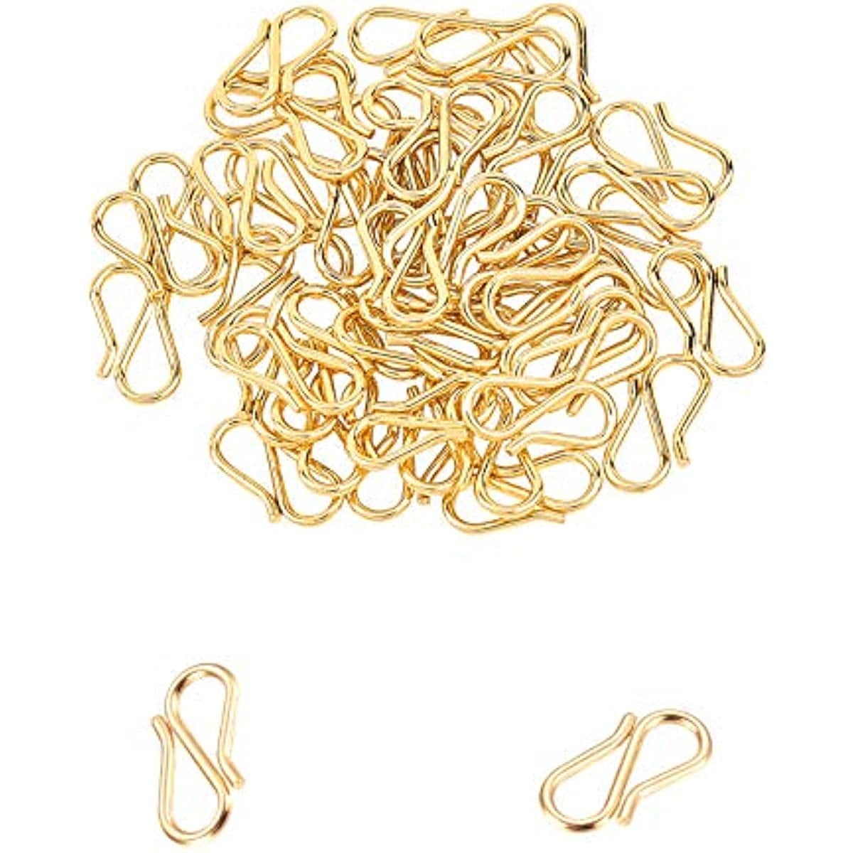 50pcs 316l Gold Stainless Steel S Shape Hook Clasp for Necklace Jewelry  Ends