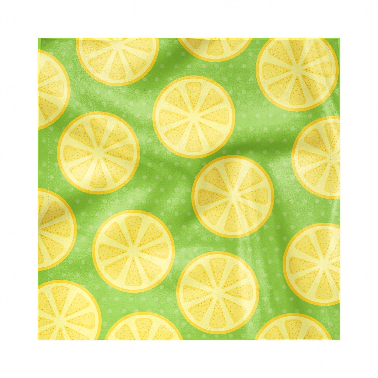 Lemons Decorative Napkins Set of 4, Continuous Citrus Slice on Polka