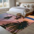 thumbnail image 5 of Summer Beach Sunset Landscape Living Room Rugs 5'x7', Coastal Ocean Palm Tree Cloud Sky Wave Low Pile Throw Large Area Rugs Non-Slip Sturdy Edge Binding Carpet for Dining Room Bedside Kitchen, 5 of 9