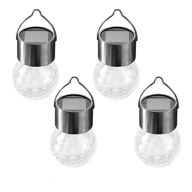 4 Pack Hanging Solar Lights Outdoor, Decorative Cracked Glass Ball