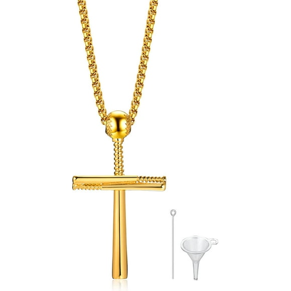 Collier Urne de Baseball pour Cendres - Unisexe en Acier Inoxydable Croix Sportive, Pendentif Urne Croix Batte de Baseball pour Hommes Femmes, Souvenir de Crémation Porte-Cendres