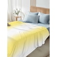thumbnail image 4 of Lemon Yellow White King Size Flat Sheet, Wrinkleproof & Fadeproof Cooling Flat Bed Sheet Only, Gradient Vertical Stripes Geometric Breathable Soft Bedding Top Sheets 105 x 98 Inches, 4 of 8