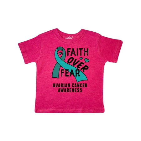 

Inktastic Ovarian Cancer Awareness Faith Over Fear with Teal Ribbon Gift Toddler Boy or Toddler Girl T-Shirt