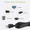 thumbnail image 3 of 5ft AC Power Cord Compatible with MUSYSIC MU-215P4K Dual 2x15-inch 4000W Speaker PA DJ System, 3 of 3