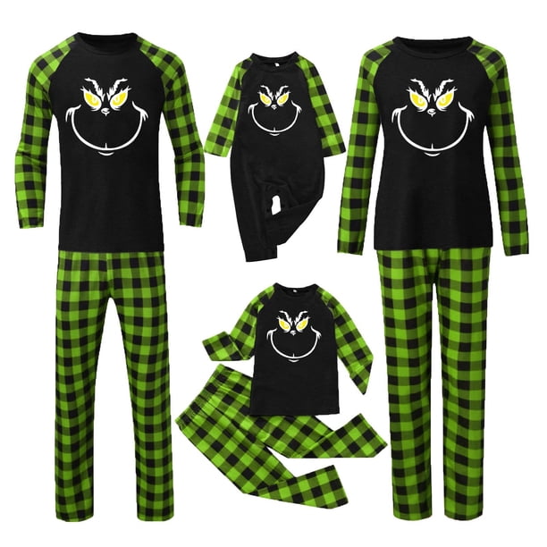Pijamas navideños a juego Grinch - TKing Fashion 2024 Nuevos conjuntos de pijamas navideños familiares a juego Grinch, pijamas navideños navideños para parejas, adultos y niños, 6 Años