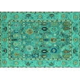 thumbnail image 1 of Ahgly Company Machine Washable Indoor Rectangle Oriental Turquoise Blue Traditional Area Rugs, 2' x 3', 1 of 4