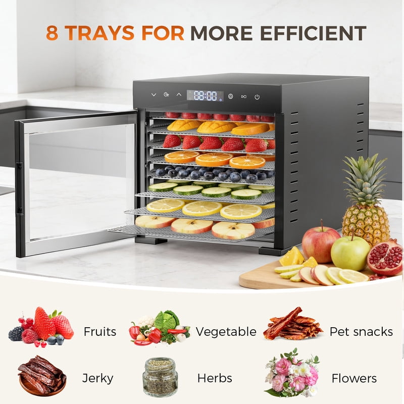 Gianna Food Dehydrator with Machine 8 Stainless Steel, Black