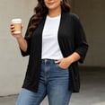 thumbnail image 2 of Elvqul Plus Size Cardigans for Women Button Down Loose Sweaters Black Lightweight Casual Solid Color Trendy Womens Coats Long Sleeve, 2 of 10