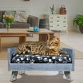 thumbnail image 4 of Iconic Pet Large Raised Wooden Pet Bed with Removable Cushion, Antique Gray, 4 of 5