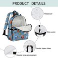 thumbnail image 4 of Football and Golfball Blue Pattern Cute School Backpack Bag for School with Padded Back and Adjustable Shoulder Straps 15.25"x11.5"x5.25", 4 of 5