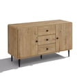 thumbnail image 6 of LuxenHome Oak Manufactured Wood 48.8-Inch Wide 2-Door 3-Drawer Buffet Cabinet, 6 of 11