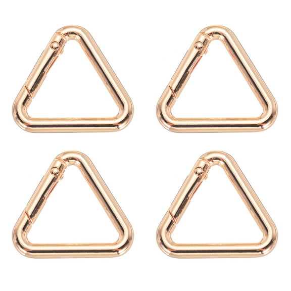 Uxcell 1" Metal Triangle Ring Buckle Triangle Jump Rings Spring Snap Clip Trigger Keychain Gold Tone 4 Pack