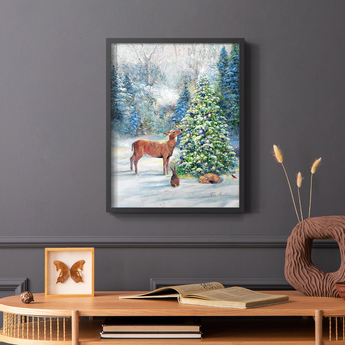 Winter Gathering Framed Print - Solid Wood in Single Picture Frame Solid Wood 2 Framed Print