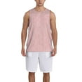 thumbnail image 4 of Easygdp Pink Stripes Men's Mesh Basketball Jersey Quick Drying Sleeveless Shirts Fitted Muscle Tank Tops Sport Round Neck T-Shirt - Large, 4 of 9