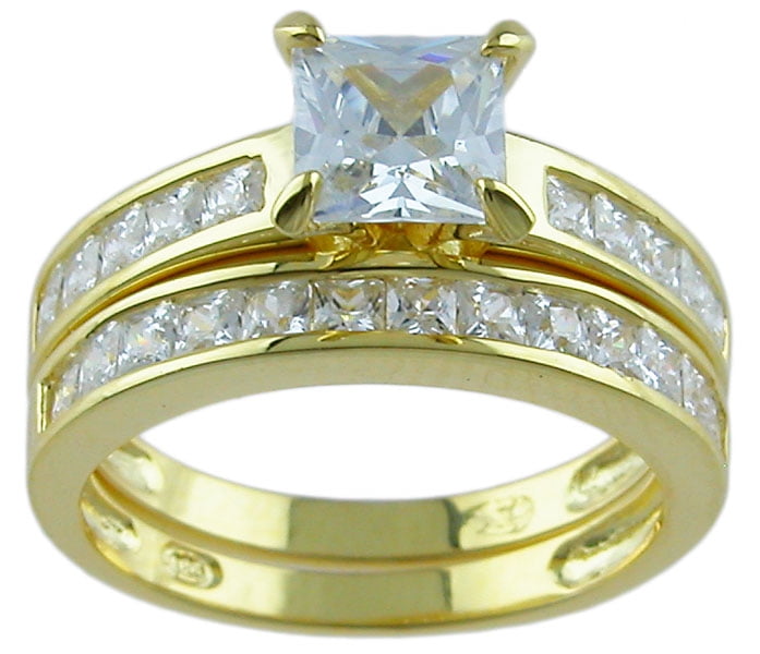 Women 4.5Ct Baguette & Round Cut Crystal Stainless Steel 14k GP Anniversary Ring 
