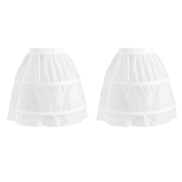 2x Una línea de crinolina enagua cintura elástica 2 aros de niña de Zulema Crinolina de tul corto para niñas