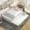 Beige + Wood + Bedroom + Full, variant on [Luckynote] Full Size Upholstered Platform Bed with USB and 2 Drawers, Beige