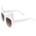 thumbnail image 4 of zeroUV Female Chunky Frame Colored Mirror Square Lens Oversized Cat Eye Sunglasses (White / Purple Mirror) - 54mm, 4 of 5