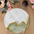thumbnail image 3 of Green Gold Marble Round 13 Inch Placemats Set of 2, Modern Abstract Marble Crack Texture HeatResistant Non Slip Place Mats for Dining Table, Wipeable Braided Kitchen Table Mats for Housewarming, 3 of 9