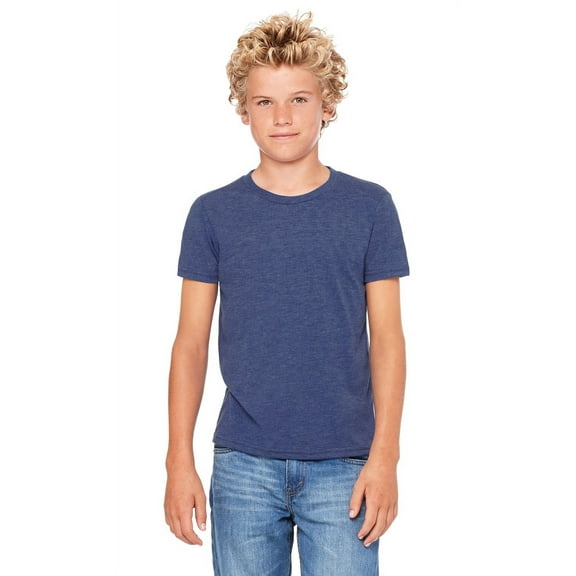 The Bella Canvas Youth Jersey Short Sleeve T-Shirt - HEATHER NAVY - M