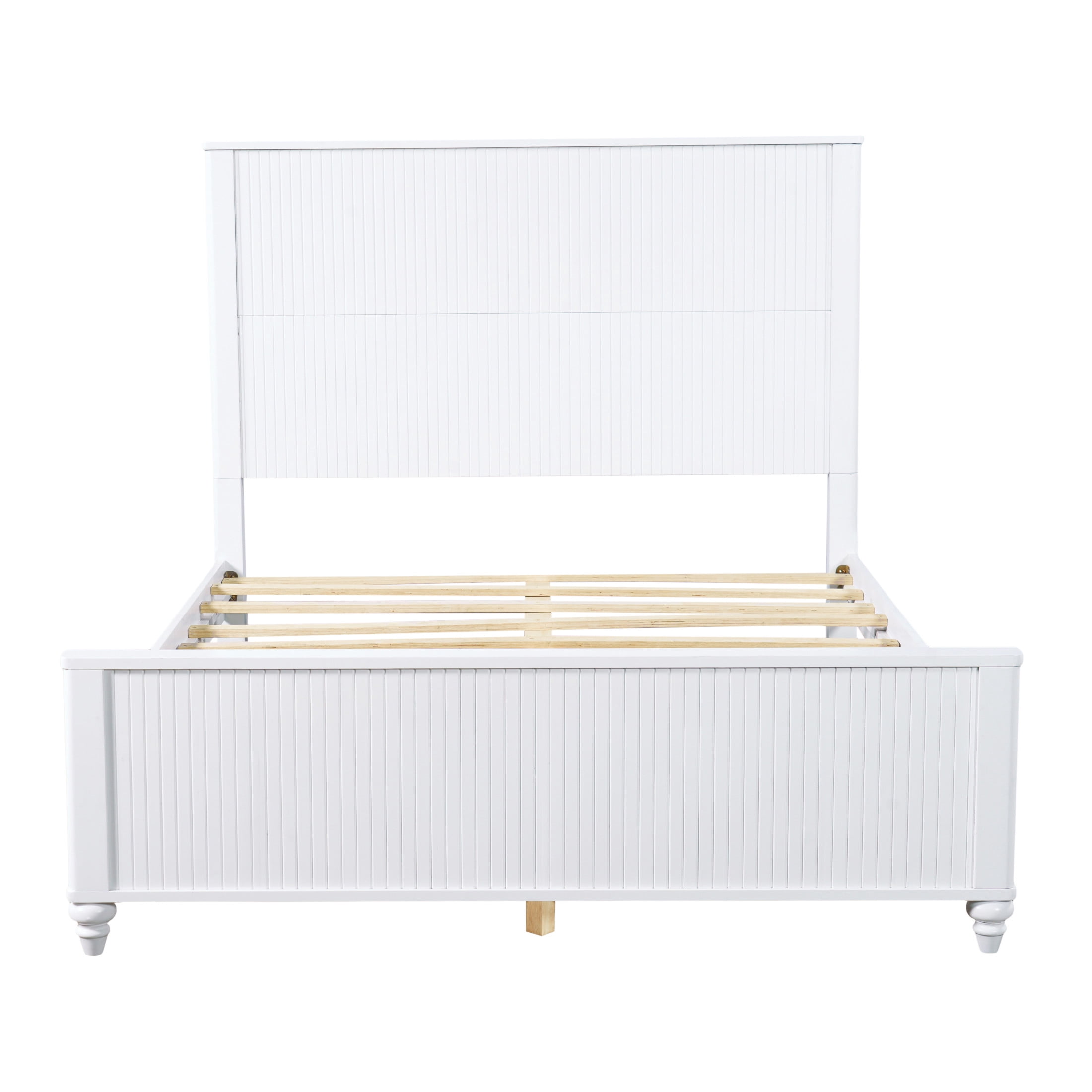 Christopher Knight Home Modern Wooden Queen Bed Frame with Grooved Headboard and Footboard, White