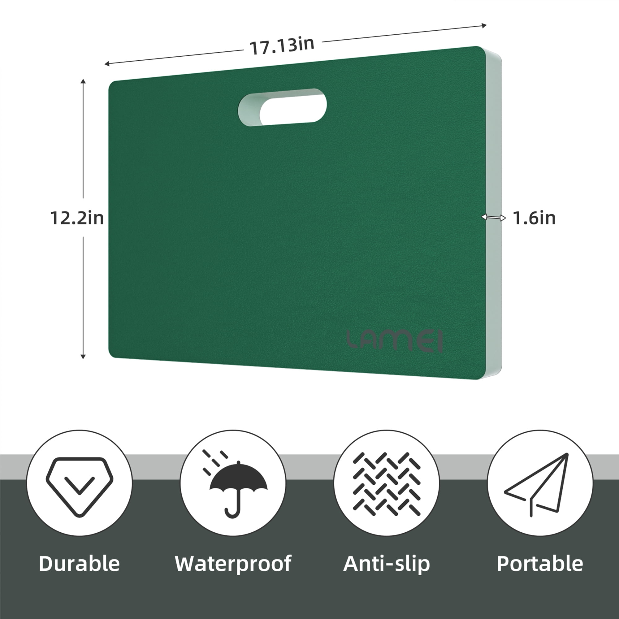 LAMEI Knee Pads, TPE Leather Gardening Balance Board, Extra Thick 1.6" Waterproof Bath Kneelers, Elbow Rest Pad Set for Yoga/Bath/Garden(Green)