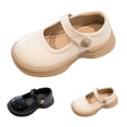thumbnail image 4 of XIMIN Girls Platform Mary Jane Flats Summer Round Toe Soft Sole Non-Slip Cute Comfortable Toddler Princess Dress Flats for School Kids (Beige, 4.5-5 Years), 4 of 8