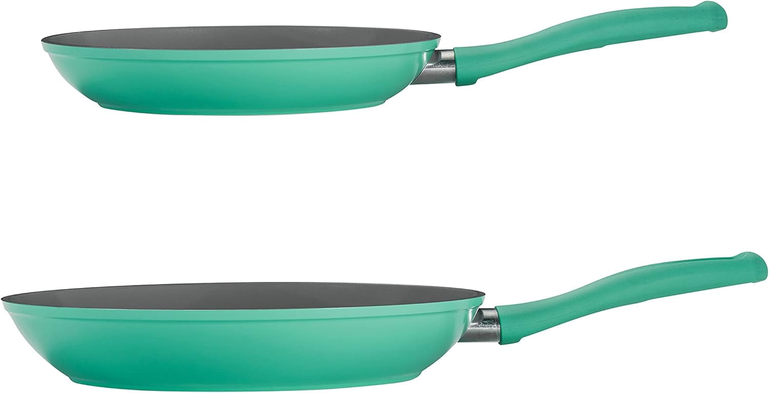 Solara 10 & 12-Inch Ceramic Non Stick Frying Pan Set, Heavy-Gauge Aluminum Skillet with Nonstick Coating, Dishwasher and Oven Safe (Teal, 2-Pack)