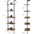 thumbnail image 2 of Ladder Shelf, 5-Tier Wood Wall Mounted Bookshelf with Metal Frame, Vintage Open Display Organizer Rack, Leaning Storage Shelves for Living Room, Bedroom, Home Office, Rustic Brown, 2 of 6