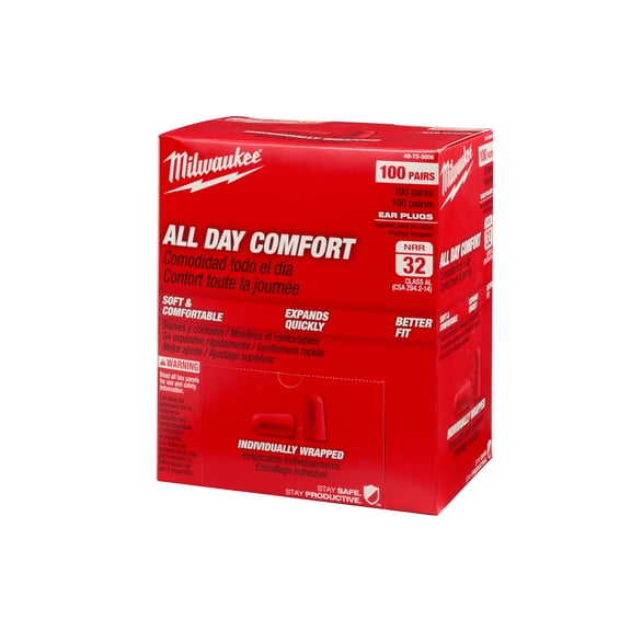 Milwaukee 48-73-3006 PLUG EAR DISPOSABLE FOAM RED - pack of 100