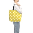 thumbnail image 6 of Hirioo Yellow And White Polka Dot for Tote Bag for Women, Quilted Shoulder Bag with Zipper, Large Capacity Handbags for Casual, Travel, Work, 6 of 9