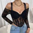 thumbnail image 1 of JMKQLZ Women's V- Lace Through Long Sleeved Slim Fishbone Camisole, 1 of 9