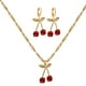 thumbnail image 4 of 2 piezas de un juego de pendientes delicados, joyas elegantes, collar de personalidad, pendientes, granate, collar de cerezas, pendientes de cristal simples para mujer (collar y aretes), 4 of 4