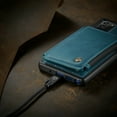 thumbnail image 3 of CaseMe Back case Card Slot Retro Matte Synthetic Leather Wallet Zipper Stand Cover for Samsung Galaxy S21 Ultra (Blue), 3 of 8