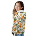 thumbnail image 2 of FKELYI Floral Orange Print Kids Zip Up Hoodies with Pockets Fall Sweatshirt Jacket Girls Winter Top Hooded Activewear Long Sleeve Hoodie for Travel Sport, S, 2 of 6