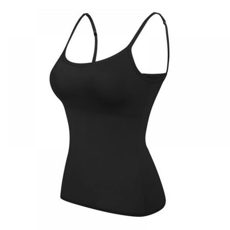 

Womens Camisole with Shelf Bra Cotton Undershirts Adjustable Strap Camis Spaghetti Strap Tank Tops 2-3 Pack M-XXL