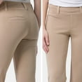 thumbnail image 2 of Fishers Finery Women's Ecofabric Ponte Knit Bootleg Dress Pant with Belt Loops (Khaki, M), 2 of 6