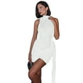 thumbnail image 2 of Women'S Bodycon High Neck Sleeveless Bandage Ruched Midi Cocktail Party Dress White L, 2 of 8