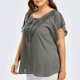 thumbnail image 3 of Gibobby Blusa Termica Camiseta manga encaje sólido más blusa tamaño mujer murciélago corto Casual Tops blusa de mujer（Gris， XXXXXL), 3 of 5