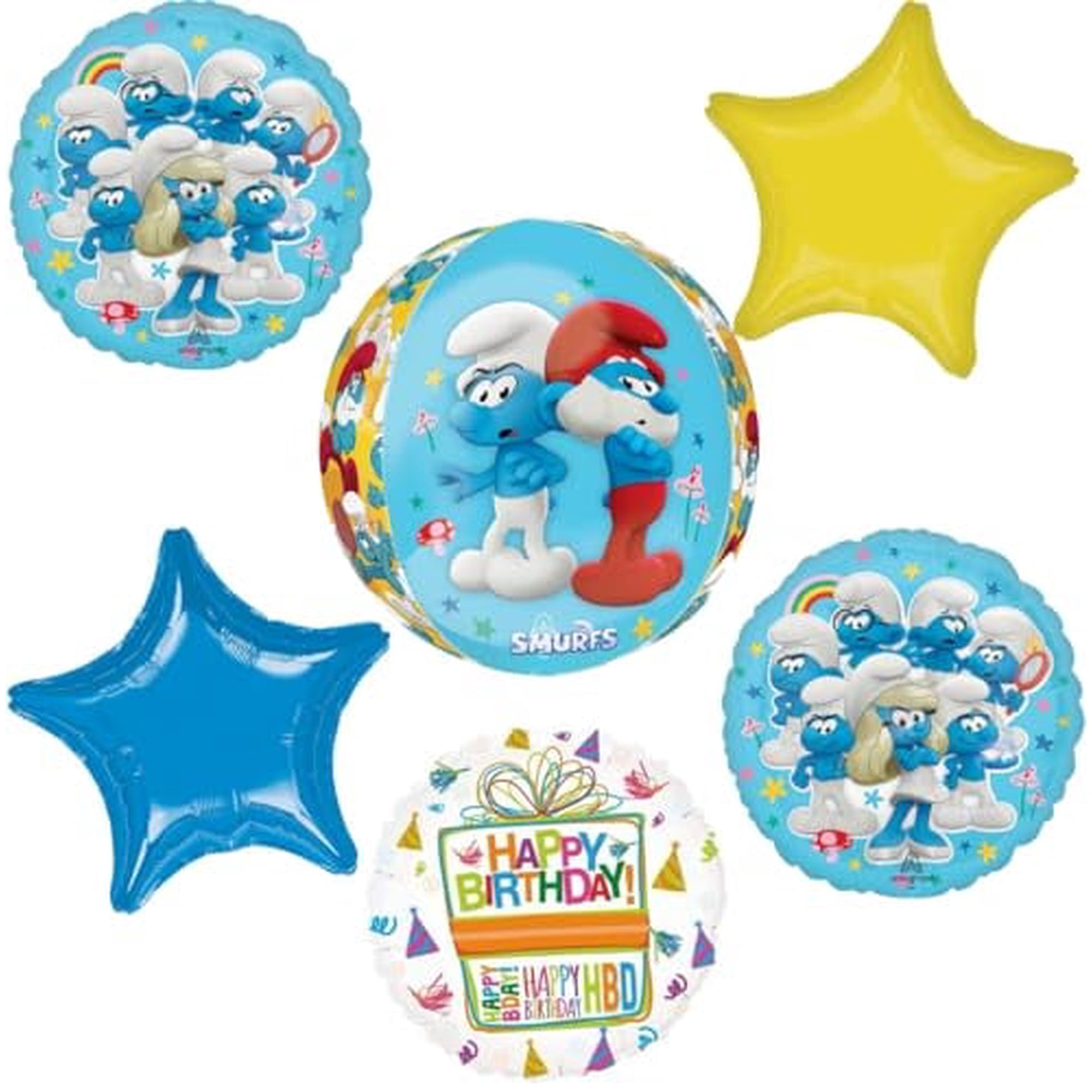 Anagram Orbz Birthday Party Supplies Smurfs Theme Balloon Bouquet Decorations