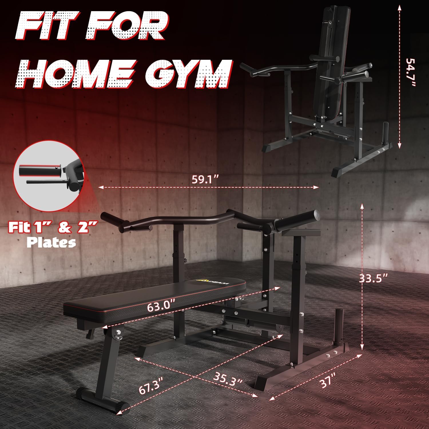 Chest Press Machine, 2"*2" Chest Workout Equipment with Independent Converging Arms Adjustable Incline Bench for Chest & Arms, AB Workouts, Shoulder