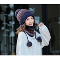 thumbnail image 2 of Conjunto de gorro y bufanda de punto para mujer, gorro de invierno cálido y grueso con pompón de ganchillo y dobladillo para exteriores., 2 of 2