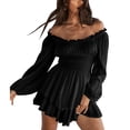 thumbnail image 2 of Mono con dobladillo con volantes, mono con hombros descubiertos, vestido largo para mujer, mono de manga larga, vestidos, estándares líderes en la industria, 2 of 6