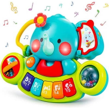 Educational Baby Music Elephant Toy Light Up Baby Toy Toddler Piano Keyboard with Songs and Music Birthday Gifts for Baby Kids Boys Girls 6 9 12 18 24 Months