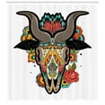 thumbnail image 3 of Ambesonne Goat Shower Curtain, Colorful Skull New Year, 69"Wx84"L, Multicolor, 3 of 3