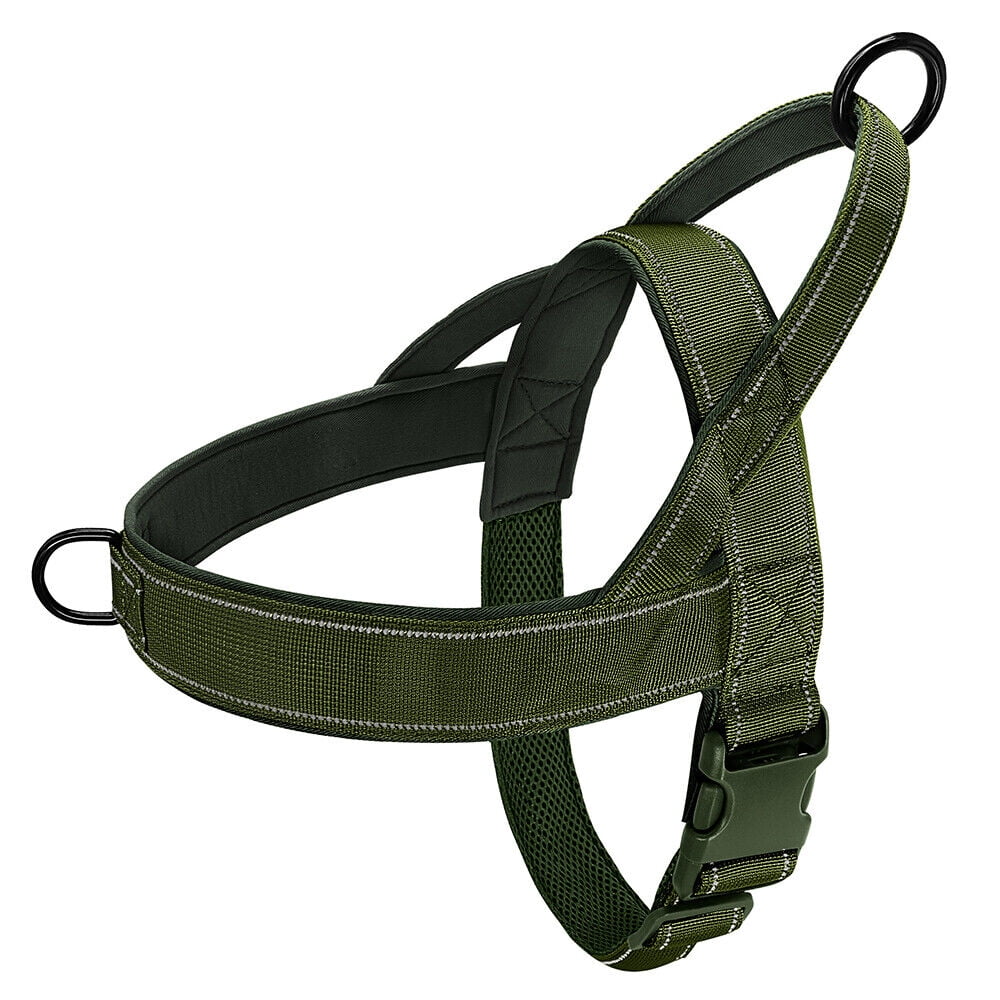 Didog Nylon No Pull Pet Dog Harness Reflective Front Clip Pet Walking Vest with Handle Black/Hot Pink/Brown/Green  For Medium Large Dogs