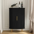 thumbnail image 2 of HLR Coffee Bar Cabinet with Tambour Door: Wine Rack, Glass Holder, & Storage Buffet for Home & Living Room Black, 2 of 6