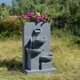 thumbnail image 5 of Teamson Home 3-Tier Cascading Outdoor Water Fountain with Planter & LED Lights, Gray, 5 of 12